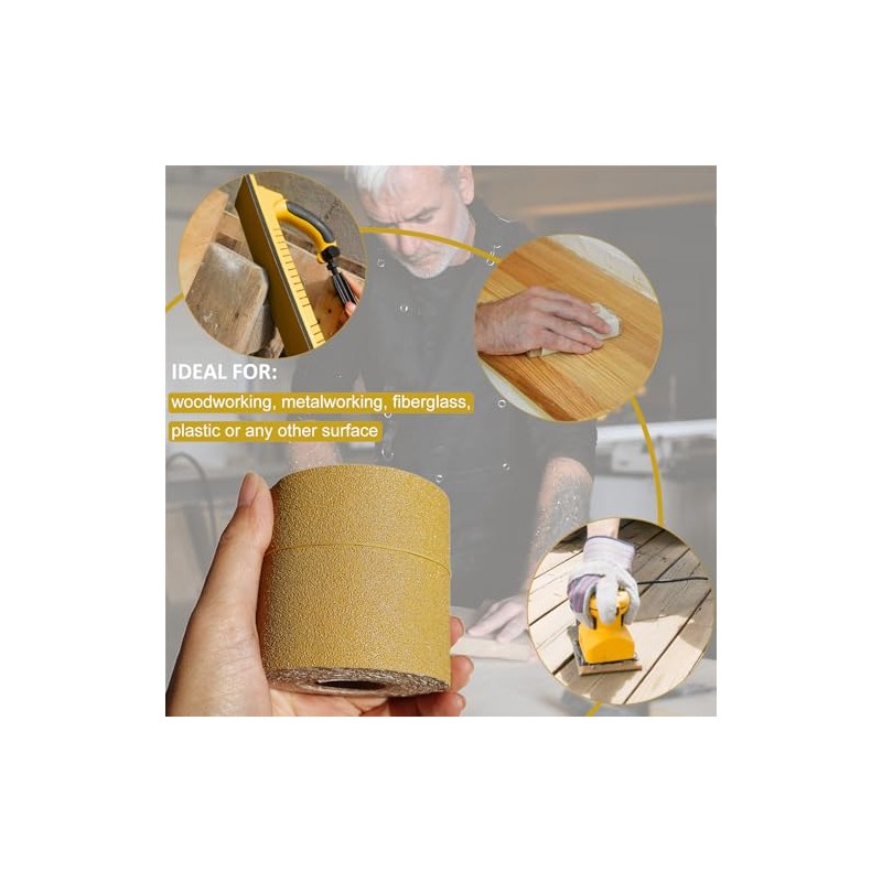 Total 20 Yards 2-3/4" Wide Continuous Sandpaper Roll Kit -