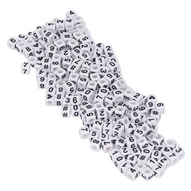 300 Piezas Cuentas de Números Acrílicos, 7x7 mm Cuentas Sueltas Blancas Cuadradas Mixtas con Agujero, Números Corazón Aleatorios Cuentas Sueltas para Hacer Joyas, Collares, Llaveros, Pulseras