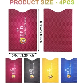 RFID Blocking Sleeves, 4 Pcs RFID Card Holder Blocking Sleeves Credit Card Protector Identity Cover, Electronic Theft Prevention Slim Profile RFID for Office Outdoor Travel (Modern)