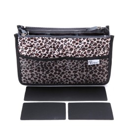 Periea 'Chelsy' Premium Handbag Organiser Insert: Structured Travel Pouch for Tote Bag, Purse Insert for Efficient Bag Organisation - Medium, Leopard Gold