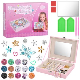 JIZZU Gifts for Girls 5 6 7 8 9 10 Years, Creative DIY Diamond Painting Children's Jewellery Box Craft Set, Gift Girls 5-12 Years Mandalas Creative Birthday Gift
