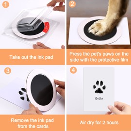 Taricor Pet Paw Print Kit, Baby Hand and Footprint Kit, Paw Print Kit for Dogs Cats, 3Pcs Inkless Pawprint Stamp Pads with 2 Photo Frames 6 Imprint Cards, Ink Pads for Dog Paws Pawprint Keepsake Kit