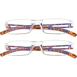 YEIN 2 Pairs Blue Ligth Blocking Reading Glasses for Men and Women Fashion Square Frame Readers(Tortoise,+4.00)