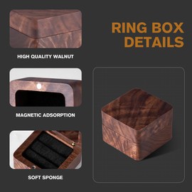 Engagement Wooden Ring Box-Square Shaped Wedding Ring Box for Wedding Day