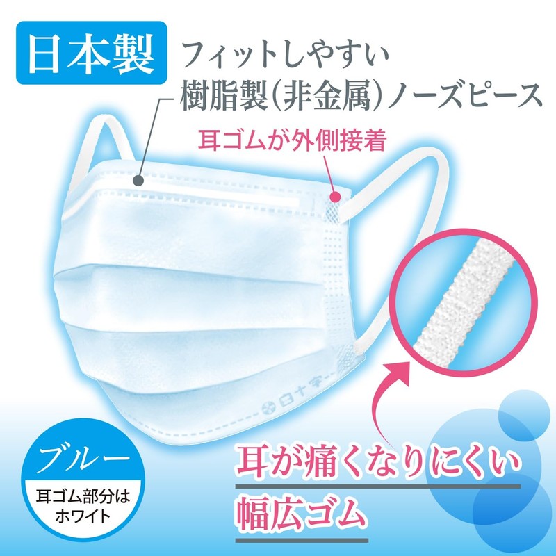 [Hakushi] Japanese Surgical Masks HP Blue 50 Pieces JIS Standard