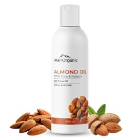 Aravi Organic cold pressed almond oil For Hair, Skin - Nourishing Carrier Oil for Face & Body