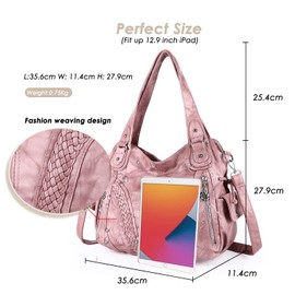 Angel Kiss Women's Handbag, Soft Bags, Shoulder Bag, Handbag, Tote Shopper Bag, Large Hobo Bag, Many Compartments, Great Bag for Women, 8#Pink, Shiny