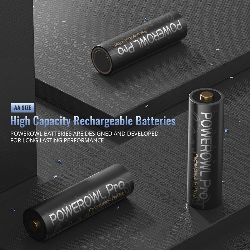 POWEROWL Rechargeable AA Batteries, High Capacity 2800mAh, Premium NiMH Double