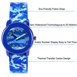 Toddler Girls Boys Watch,Fabric Washable Wristwatch Gifts for 3-10 Years Old Little Young Kids Children (Fabric-Blue Camouflage)