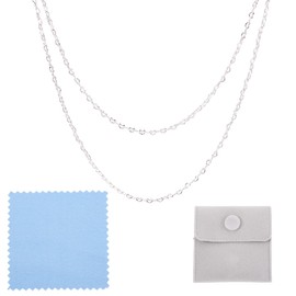 Boutigem 1 M Sterling Silver Chain Soldered Heart Link Chain Extender Chain for DIY Bracelet Necklace Jewelry Making Craft Supplies with Polishing Cloth Velvet Bag