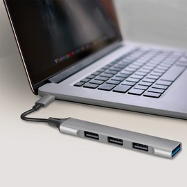 Logilink UA0392 - USB 3.2 Gen1 (Type C) USB Slim Hub 4-Port with Aluminium Housing - Grey