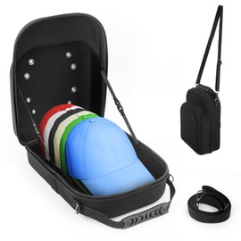 Hat Travel Case for Baseball Caps, Upgraded Hat Case with Carrying Handle, Shoulder Strap and Luggage Strap, Hat Organizer for 6 Baseball Caps, Hat Travel Case Ideal for Travel and Home (Minimalist)