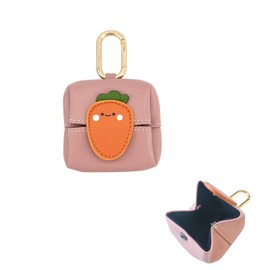 RRBMMH Mini Pouch Keychain PU Leather Storage Bag for Airpods Earbud Pouch Foldable Cartoon Headphone Case Leather Coin Pouch Keychain Small Coin Purse for Men Women