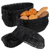 12 Pack Plastic Oval Basket, 12x6x2.36 Inch Black Wicker Bread