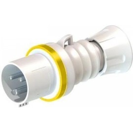 Gewiss GW60001H Low Voltage Screw Wiring Straight Plug, High Performance, IP44/IP54, 4 Reference, 2P+E Pole, 100V-130V, 16 A, 50 Hz/60 Hz, Yellow