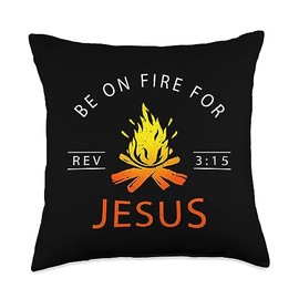 Be On Fire for Jesus Revival Christian Camping Throw Pillow
