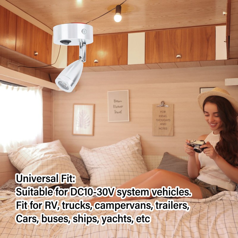 DC10‑30V LED RV Bedside Lamp Aluminum Alloy High Brightness RV