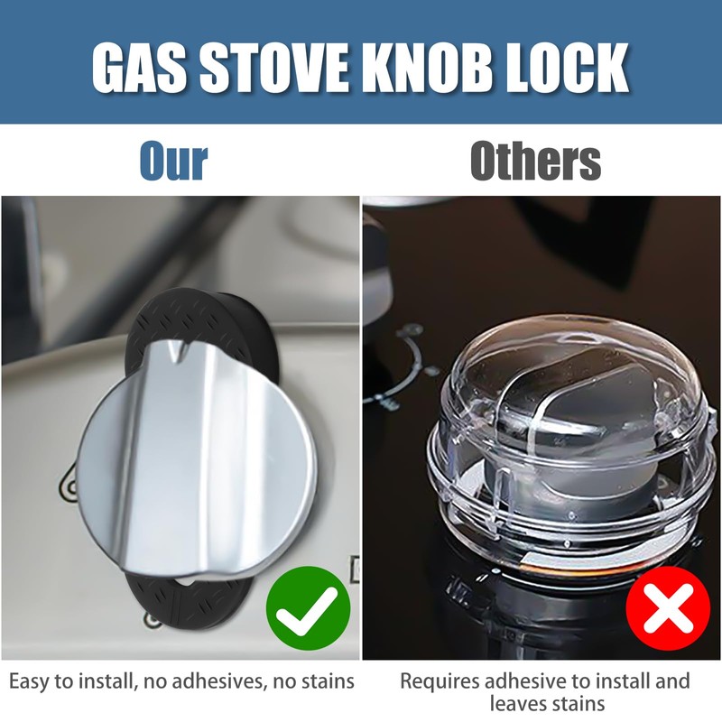 Silicone Stove Knob Safety Locks - Child Proof Oven Knob