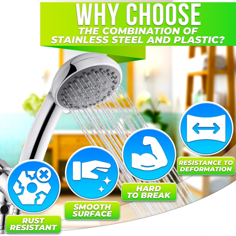 5-Mode Handheld Shower Head with Hose 4.9 Ft - Shower