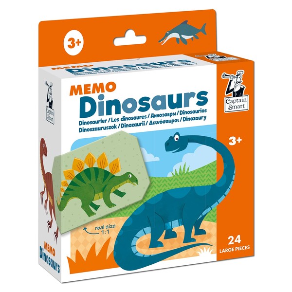 Captain Smart Memory Game Memo Dinosaurs | Educational Game For 3 Year Old Boys & Girls | 2+ Players | Puzzle, Learning toy, Gift for Children 3-9 Year