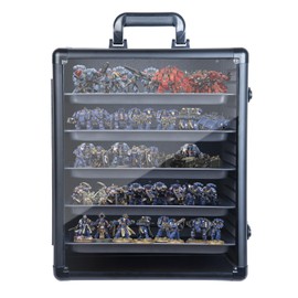 CROFEYTY Miniatures Storage Case Modular Miniatures Transport Case with 5 Trays,Miniatures Carrying Transport Display Storage Case Aluminum Alloy Frame (Black)