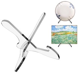 Boloyo "X Shape Acrylic Plate Display Stand, 6.5 Inch 1PC Clear Acrylic Bowl Plate Platter Dish China Porcelain Display Holder Easel Base for Home Kitchen School Art Display