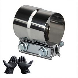 ‎DROIFUIM 2 Pcs 2.25 Inch Exhaust Pipe Clamps Butt 304 Stainless Steel Ring Clamps for Catalytic Converter, Muffler, Conversion (2，2.25 Inch)