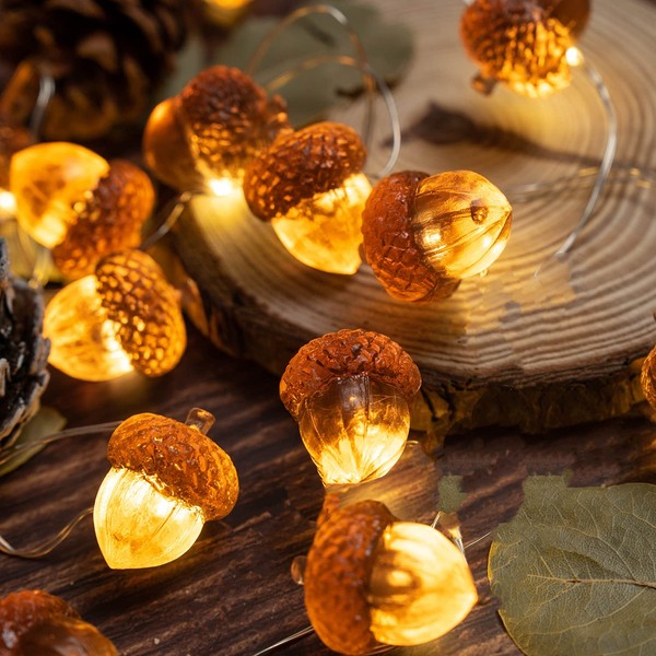 3D Acorn Fall Decorations String Lights, Full Size Acorn Christmas