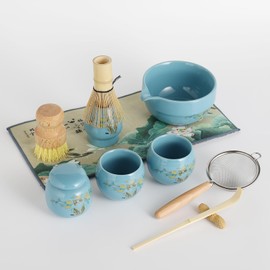 MAKOUYU 11 Pcs Matcha whisk Set,13 OZ,With 2 Cups and 1 Tea Can,Unique Cat Pattern Design，Complete Matcha Kit Set,Japanese Matcha Set,Perfect Matcha Kit for Matcha Tea Ceremony(Cat-Blue)