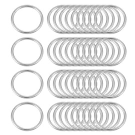 sourcing map Metal O Rings, 40pcs 10mm(0.39") ID 1.6mm Thickness Multi-Purpose Non-Welded O-Ring Buckle for Craft Belt Purse Handbag Bag Making Hardware, Silver Tone