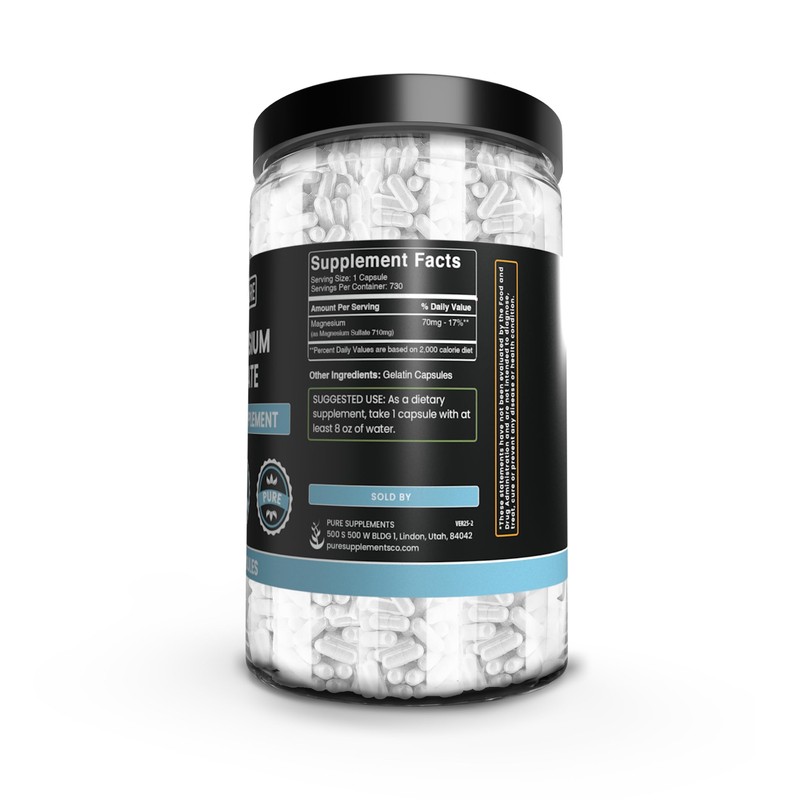 Pure Original Ingredients Magnesium Sulfate (730 Capsules) No Rice Fillers,