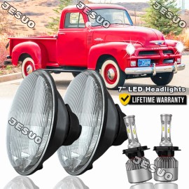 JESUO Pair 7" Inch LED Car Headlight Parts Round HI/LO Beam for Chevy Pickup Truck3100