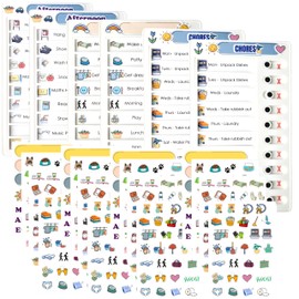 LIV&LOVE DIY Routine Chore Chart for Children, Kids, Toddlers, ADHD Organise Family to-do List, Montessori Visual Charts (6 White Charts (6X White) + 4 Sticker Sets)