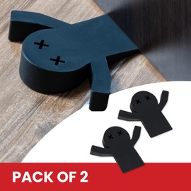 2-Pack Decorative Door Stoppers for Bottom of Door | Fun Cute Door Stop Cute Door Stopper | Black Door Stops for Bottom of Door | Large Doorstops Wedge | 1-Inch High | 2-Pack 'Flat Mates'