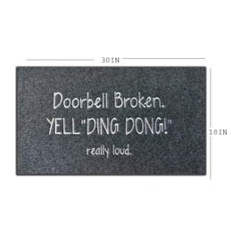 Accssoey Welcome Mat,Doorbell Broken Yell Ding Dong Really Loud Mats for Front Door Mats, with Rubber Backing Doormat Indoor Non Slip Natural Mat Black 30" x 18"