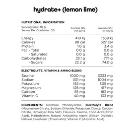 Switch Nutrition Hydrate+ Lemon Lime 600gm