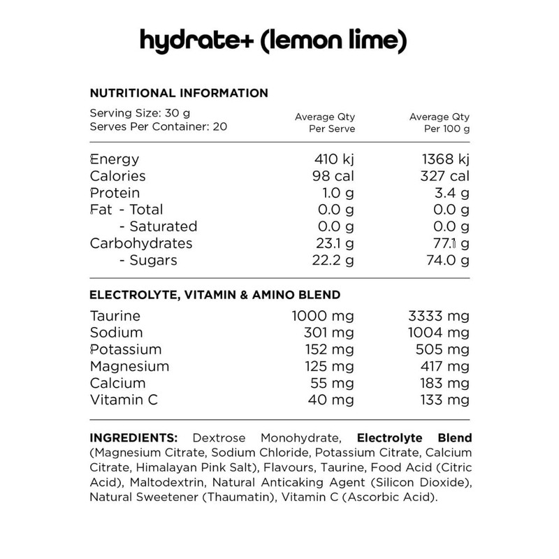 Switch Nutrition Hydrate+ Lemon Lime 600gm