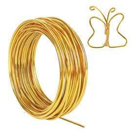 Tenn Well Aluminum Wire 9 Gauge 3mm Thick 15m Bendable Metal Wire for Bicycle Model Skeleton Craft Flower Making Jewelry Making Wire Weaving and Wrapping (Gold)