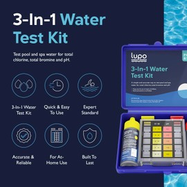 Lupo 3-in-1 Pool Test Kit | Pool Testing Kit for Residential Swimming Pools & Spas for Testing Total Chlorine, Total Bromine & pH | Pool Chemical Test for Quick & Accurate at-Home Pool Water Testing