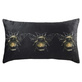 Evans Lichfield Gold Bee Cushion Cover, Black, 30 x 50 cm