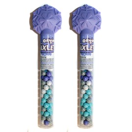 SweetWorks (2) Tubes Original Sixlets - Chocolatey Candies In Cane/Tube with Snowflake Topper - Lavender/Purple Color - Candies are Metallic White, Blue, Purple & Green - Net Wt. 1.5 oz each