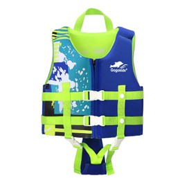 Gogokids Kids Life Jacket with Crotch Strap, Floating Vest, Children’s, Buoyancy Support, Swim Vest, CE Certified, Swimming Practice, Fishing, River Play, Water Play, S