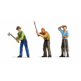 NOCH Woodcutter Figurine Set with Moving Figures, Plastic for Track 1, Ideal for Village and Nature Scenes