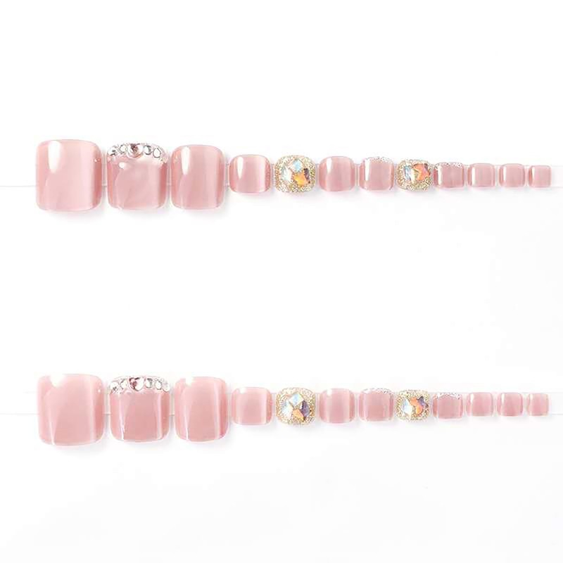 SEMTIM Nail Tips for Feet, 24 Pieces, Thumb Nail Stickers,