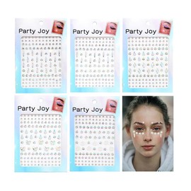 Wosois Crystal Face Stickers Mermaid Gems Temporary Tattoo Sticker Costume Party Club Accessories for Women and Girls(5Pcs)