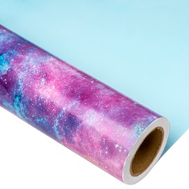 MAYPLUSS Galaxy Space Gift Wrapping Paper Roll - 17.3 Inch X 32.8 Ft - Purple Cosmic Starry Star Planetary Luxury Gift Paper Wedding Birthday Housewarming Modern Aesthetic for Wrapping Present