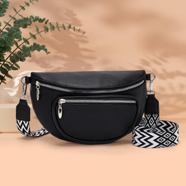 Snmoec Bauchtasche Damen schwarz umhängetasche Damen mittelgroß Crossbody Bag Passende Handytasche schöne Bauchtasche Handtasche mittelgroß