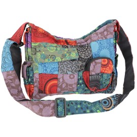 Guru-Shop Ethno Shoulder Bag, Large Patchwork Nepaltsche - Black, Unisex Adults, Cotton, Size:One Size, 25x30x10 cm, Shoulder Bags