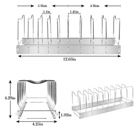 Pan Organizer Adjustable Lid Organizer Kitchen Organizers and Storage Pot and Pan Organizer Heavy Duty Pot Lid Organizer for Kitchen Under Sink Drawer Pantry Storage with 10 Adjustable Compartments