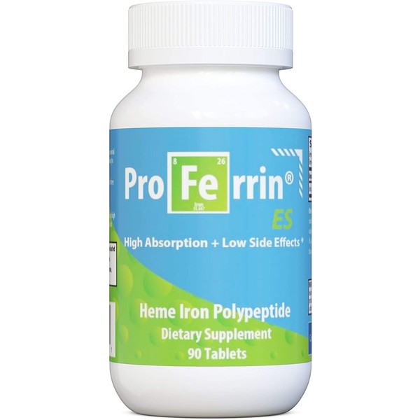 Proferrin ES Heme Iron Polypeptide Dietary Supplement Tablets, Blue/Green, 90 Count, Basic